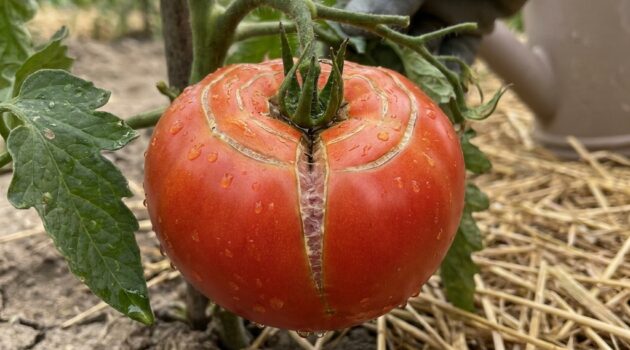 Why tomatoes crack in summer: water uptake, skin physics, and how to prevent it with consistent moisture (no rigid schedules)